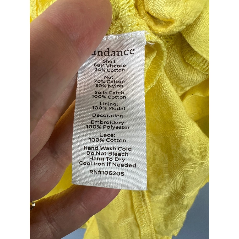 Sundance Garbo Yellow Eyelet Lace Blouse Top Size XL Spring Vibrant Bright Boho - Picture 7 of 8